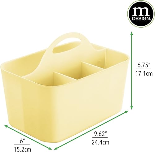 mDesign caisson de bureau portable – petit organiseur de bureau pour ustensiles de bricolage et de couture – boite de rangement en plastique pour stylos, boutons, ciseaux et peinture – jaune clair - Nail Gallerys