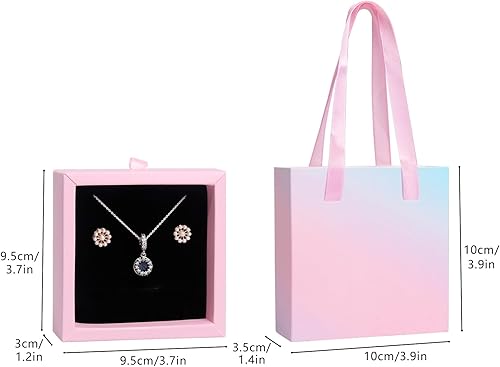 Nwvuop Lot de 2 boîtes cadeaux à bijoux 9,5 × 9,5 × 3 cm avec anse pour bracelet, boîte cadeau pour collier, boucles d'oreilles (rose) - Nail Gallerys