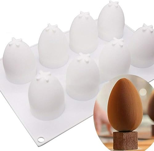 EudoER Moule en silicone pour œufs de Pâques, 8 cavités ovales en forme d'œuf en silicone pour décoration de gâteau, chocolat, bonbons, gelée, moule pour muffins, pain, etc. - Nail Gallerys