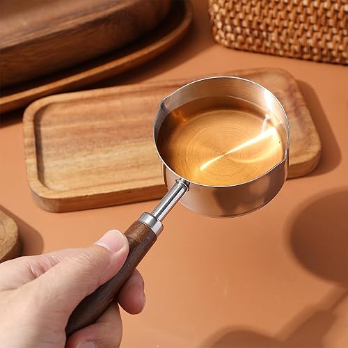 UPKOCH Petite casserole en acier inoxydable avec bec verseur casserole avec poignée en bois pour sauce beurre chocolat lait (250 ml/8. 5 onces) - Nail Gallerys