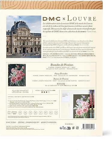 DMC - Branches de pivoines par P.J Redouté, Le Louvre, Kit de tapisserie niveau intermédiaire - Nail Gallerys