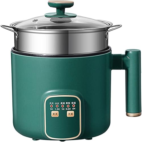 Hot Pots, Cuisinière 1,8 L avec Contrôle de la Température Poignée Ergonomique pour la Maison, le Bureau, la Cuisine Mini Marmite électrique Multifonction Antiadhésive (Vert double couche) - Nail Gallerys