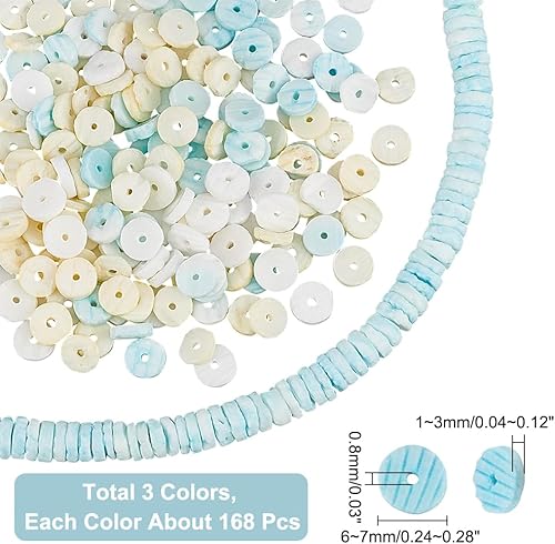 NBEADS 504 Pcs 3 Couleurs Perles de Coquillage Blanc Naturel, Perles de Coquillage de Mer Plates Rondes/Disques en Vrac Perles de Coquillages Puka pour Collier Collier Fabrication de Bijoux - Nail Gallerys