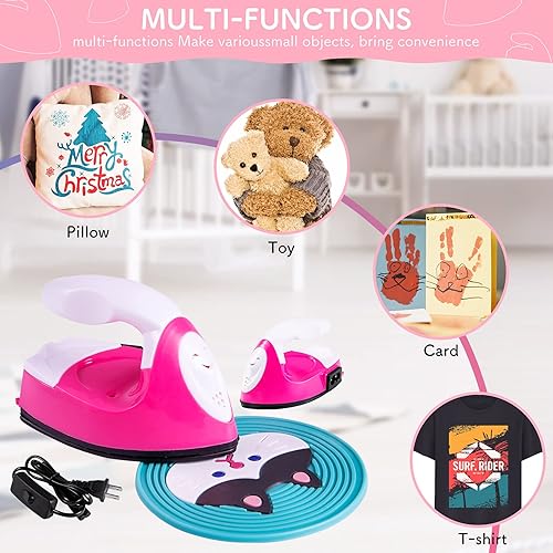 GYBOOM Mini presse à chaud pour machine à repasser électrique avec base de chargement Accessoires pour le transfert de projets en vinyle, portable et facile à manipuler pour vêtements DIY (rouge) - Nail Gallerys