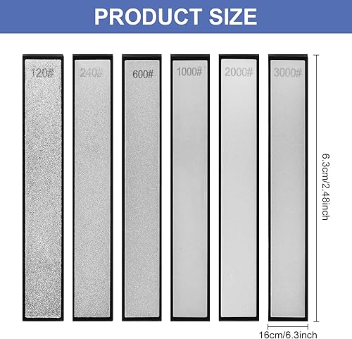 Pierres à Aiguiser Diamantées, 6 Pcs Pierre à Aiguiser avec Base pour Aiguiser Les Ustensiles de Cuisine, Les Couteaux, Les Ciseaux, 120/240/600/1000/2000/3000 - Nail Gallerys