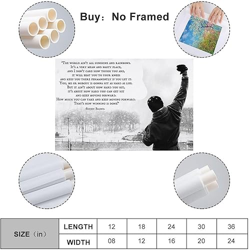 YEESUXII Poster de film de motivation avec citation de Rocky Balboa - Décoration murale pour salle de sport, club, grotte d'homme, bureau, salon, chambre à coucher, décoration murale moderne - 30 x 45 - Nail Gallerys