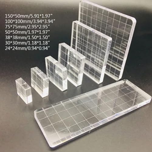 7 Pièces Blocs de Tampons Transparents, Lre Co. Outils D'estampage de Blocs Acryliques Lignes de Grille pour L'artisanat de Scrapbooking Faisant la Décoration de Timbres de Noël - Nail Gallerys