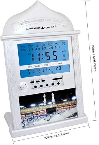 Horloge Digitale Azan,Horloge de PrièRe Musulmane Alarme Horloge Digitale Islamique avec Fonction TempéRature et Affichage LCD pour Toutes Les PrièRes Direction Qibla - Nail Gallerys