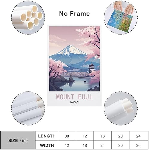 MeiDai - Poster vintage voyage Mont Fuji Japon - Impression sur toile moderne - 20 x 30 cm - Salle à manger, Chambre, à manger, Cuisine - Nail Gallerys