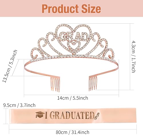 OPUHOHR Kits de couronne et écharpe pour filles diplômées, fournitures de fête de remise de diplôme 2025, décorations de fête de félicitations 2025 - Nail Gallerys