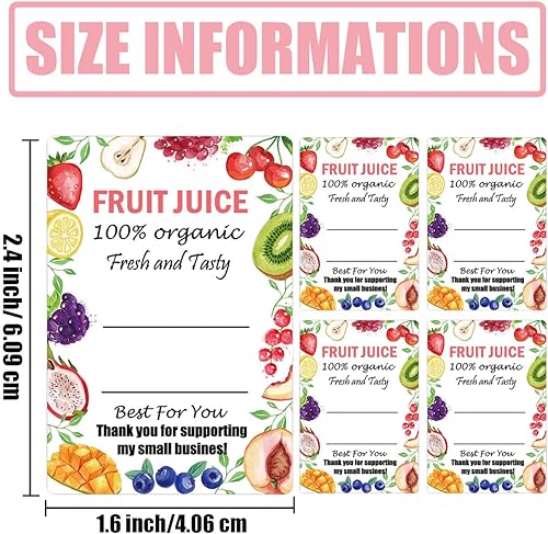 Lot de 120 étiquettes autocollantes en plastique pour bouteilles de jus de fruits, jus de fruits, boissons - 4,1 x 6,1 cm - Pour jus, lait et autres boissons - 340,2 g, 226,8 g - 113,4 g - Nail Gallerys