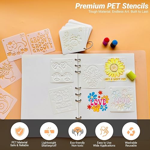 Pochoirs pour peinture, pochoirs de style hippie pour travaux manuels, pochoirs réutilisables en plastique de 7,6 cm pour peinture sur bois, mur, toile, tissu, petits pochoirs pour projet de bricolage - Nail Gallerys