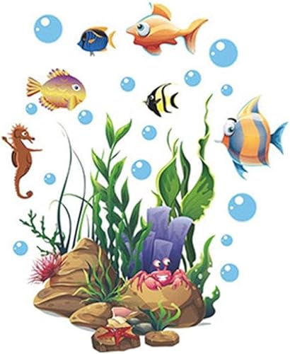 LIUZHIPENG Cartoon Cute Fish Underwater Fish Bubble Autocollant pour abattant de toilettes, multicolore, rectangulaire, 29 x 36 cm, imperméable, autocollants amovibles - Nail Gallerys