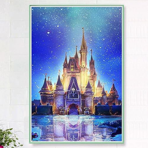 Twuky 5D DIY Couverture complète Diamant Peinture Point De Croix Broderie Diamond Painting Kits Salon Chambre Décoration Autocollant mural，Château(13X18inch/33X45CM) - Nail Gallerys