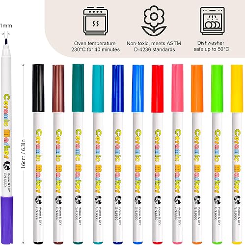 XULIERUX 12 Couleurs Ensemble De Peinture Sur Porcelaine, Waterproof, Stylo Acrylique 1.0mm, Feutre Pour Porcelaine Lave Vaisselle, Utilisable Au Four - Nail Gallerys