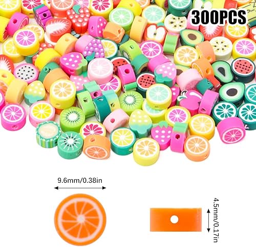 Keboyoe 300 Pièces Perles d'Argile Polymère de Fruits Mélangés Perles en Forme de Fruits Perles de Charme de Fruits en Pâte Perles Fruits pour Bracelet, Colliers, Bijoux DIY pour Enfants Fille - Nail Gallerys