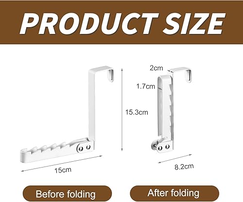 Porte Manteau Porte Sans Percage, Crochet de Porte, Crochets et Patères pour la Maison, Portant Pliable pour 5 Cintres, Crochet Cintres Multiples Gain de Place, Portemanteaux pour Entrée - Nail Gallerys