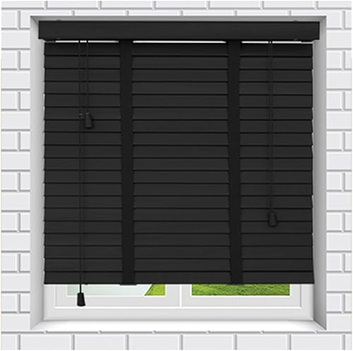 Sonakia Stores Vénitiens Horizontaux, Stores en Bois Massif pour Fenêtres, Stores Vénitiens en Bois, Stores Noirs À Lamelles De 50 Mm, Stores De Fenêtre,WxH-80x120cm/31.5 * 47in - Nail Gallerys