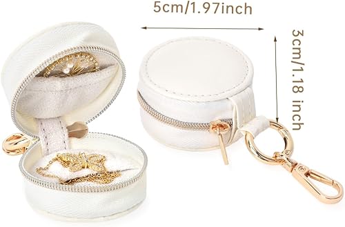 iSuperb Mini Boîte à Bijoux de Voyage pour Bijoux avec Crochet Fermeture Éclair, Organisateur à Bijoux Compacte et Portable pour Filles et Femmes 5.5x5.5x3.3cm (Beige) - Nail Gallerys