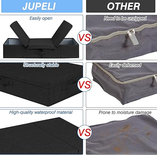 Lot de 2 grandes boîtes de rangement sous le lit avec couvercle, sacs de rangement pliables de 45 L avec poignée, organisateur de tiroir pour vêtements, couvertures, couettes, oreillers, literie - Nail Gallerys