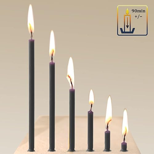 NKlaus - 20x Bougies noires sans gouttes L 24cm Bougie rituelle cire premium paraffine 36128 - Nail Gallerys