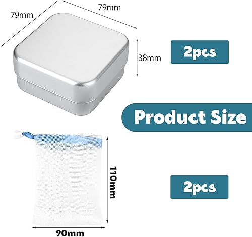 SRTSTR Lot de 2 Boîtes à Savon en Aluminium pour Voyage - Avec Égouttoir Amovible et 2 Sacs à Savon pour Maison - Nail Gallerys