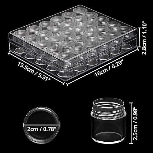 Kurtzy Boite de Rangement Diamond Painting en Plastique Transparent avec 30 Pots - Compartiments Amovibles avec Couvercles - Boite Rangement Perles, Bijoux, Ongles, Paillettes et Broderie - Nail Gallerys