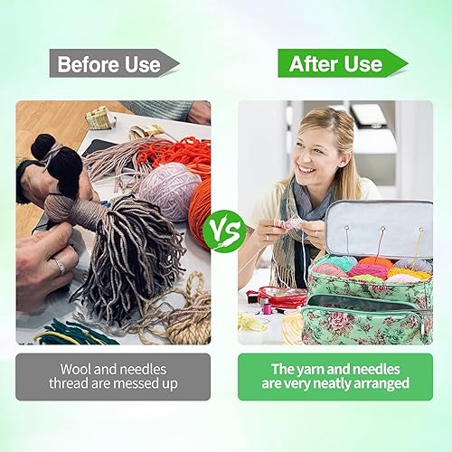 Viitech Sac de Rangement de Fil à Tricoter en Tissu Oxford avec Compartiments, Organiseur de Rangement de Fils avec Trous pour éviter Les Nœuds pour Laine et Crochets, Cadeau pour Tricot - Nail Gallerys