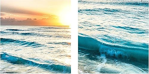 Runa Art Le Coucher Du Soleil Plage Peinture Tableau Salon XXL Beige Bleu Mer 120 x 80 cm 3 Parties Decoration Murale 023731a - Nail Gallerys