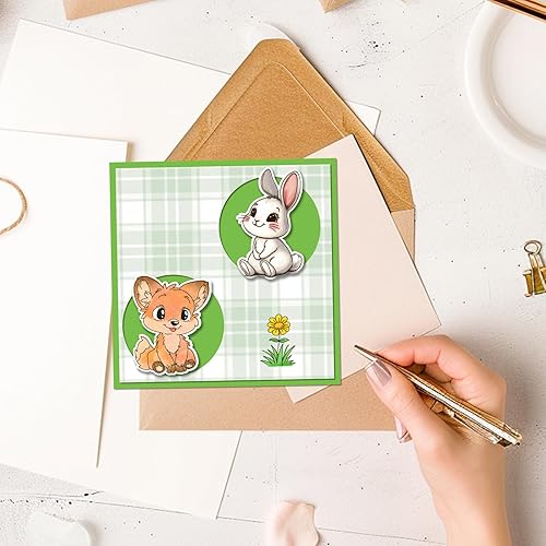 GLOBLELAND Tampons Transparents en Silicone avec Motifs D'Animaux de Dessin Animé Lapin Éléphant Tortue Oiseau Cerf Fleur Cadeau pour Bricolage Scrapbooking Fabrication de Cartes Album Photo Journal - Nail Gallerys