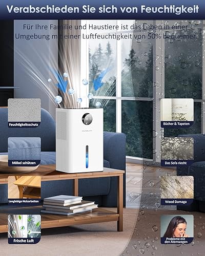 QUIQEI Déshumidificateur électrique portable 1,8 L pour chambre extra silencieux LED coloré maison - Nail Gallerys