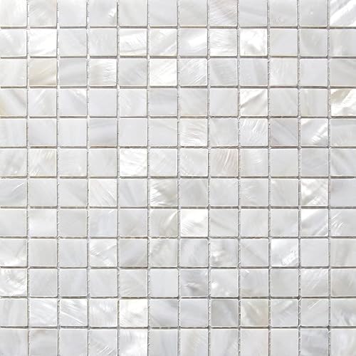 Carrelage mosaïque carré blanc nacré pour cuisine, fond de douche, salle de bain - Nail Gallerys