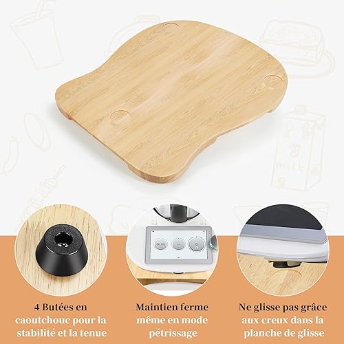 WIAZZLUK Planche à Glisser pour Thermomix TM6 TM5, Planche Support pour Thermomix Vorwerk, Boisé Slider pour Thermomix tm6, Design épuré avec Pistes en Téflon Accessoire pour Thermomix Tm6 - Nail Gallerys