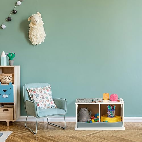 Relaxdays Étagère pour Enfants, Motif Chiens, 2 Compartiments, HxLxP : 33x60x34 cm, MDF, Rangement Chambre, Multicolore - Nail Gallerys