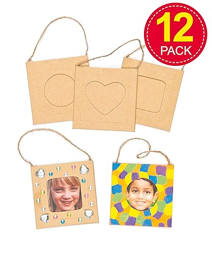Baker Ross Mini cadres de photo à décorer et suspendre (Lot de 12)- Idéal comme cadeau à offrir E7573 Marron - Nail Gallerys