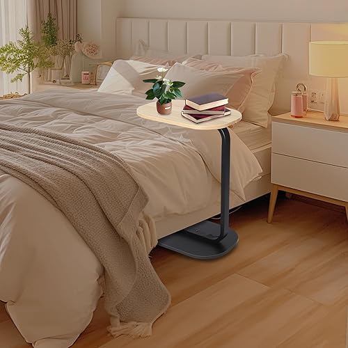 Aohuada Table d'appoint en forme de C - Réglable en hauteur - En forme de C - Table basse latérale pour salon, chambre à coucher, balcon, terrasse - Avec structure stable et design moderne - 45 x 30 - Nail Gallerys