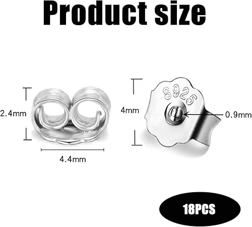 18 Pièces Fermoir Boucles d'Oreilles,925 Argent Bouchon de Boucle d'oreille Fermoirs Or Argent pour Boucles d'Oreilles Fermoirs en Forme de Papillon pour Fabrication de Bijoux DIY - Nail Gallerys