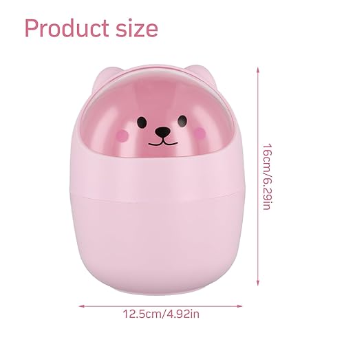 Granvoo Poubelle de Table avec Couvercle, Petite Poubelle de Bureau Rose Enfant, Mini Amovible Porte Stylo Mignon Plastique, Retourner Design Belle Corbeille à Papier, Poubelles de Maquillage - Nail Gallerys