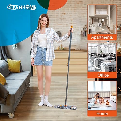 CLEANHOME Lot de 3 serpillères humides et sèches pour la maison, avec 3 serpillères lavables et manche long extensible, pour bois dur, marbre, carrelage - Nail Gallerys