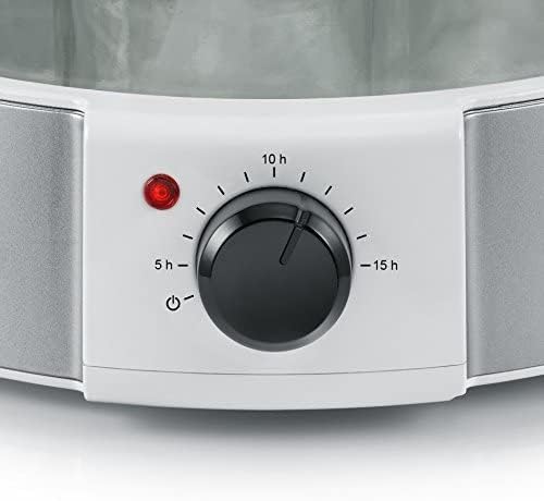 SEVERIN Yaourtière, 7 Pots de 150 ml Inclus, Fonction de Programmation, JG3525, Argent Métallisé/Blanc - Nail Gallerys