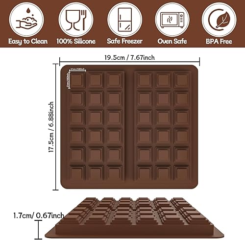 ZUGHXMS Moule Tablette de Chocolats Dubai Silicone Mini,Moule Pepites De Chocolat Forme CarréeDémoulage Facile Pour Protéiné Barre Dragées Céréales(2 Pièces) - Nail Gallerys