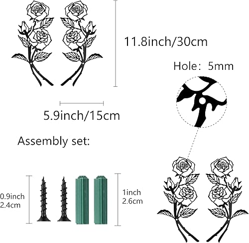 CREATCABIN Rose en Métal Noir-Décoration Murale à Suspendre en Fer-Sculpture Deux Roses-Décoration Murale Bohème pour Intérieur Ou Extérieur,Chambre à Coucher,Bureau,Cuisine-30x15cm - Nail Gallerys