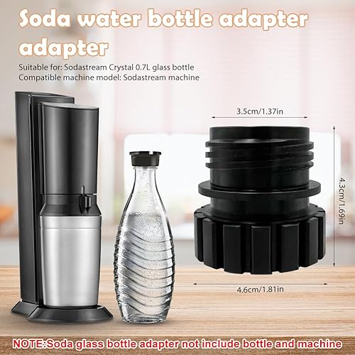 Adaptateur Noir pour Bouteille en Verre Sodastream Terra, Bouteilles en Verre et Bouteilles Terra – Compatible avec Sodastream Crystal 0,7 l, Installation Facile, Portable (Bouteille et Machine Non) - Nail Gallerys