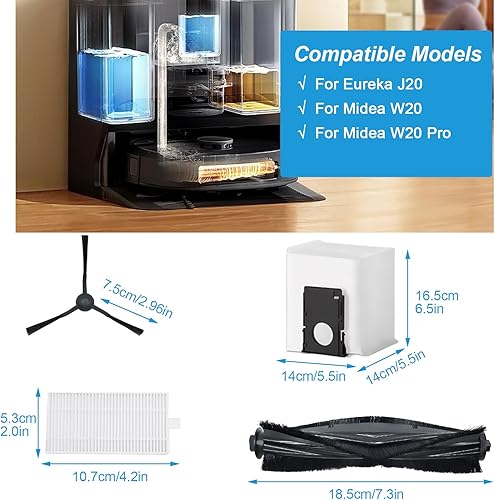 KimSin accessoires pour Eureka E10S NERE10s, pour Midea M9, pour Obode A8 A8 Plus pièces de rechange pour aspirateur robot, brosse rotative + 4 filtres + 4 Chiffon nettoyage + 4 brosses latérales - Nail Gallerys
