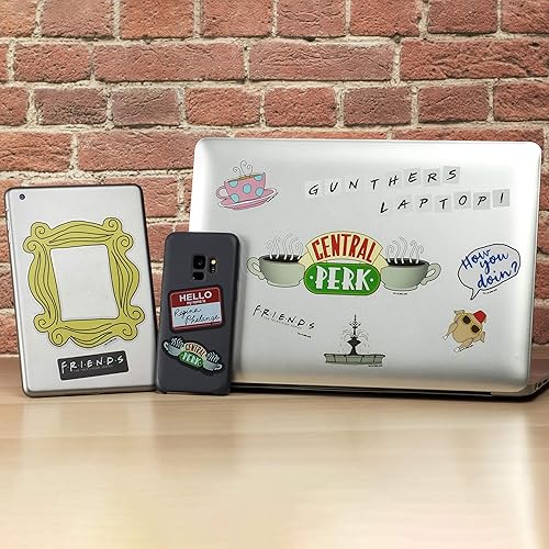 Paladone Friends Gadget Decals Lot de 4 feuilles d'autocollants amovibles imperméables pour ordinateur portable, 15 x 21 x 0 cm - Nail Gallerys