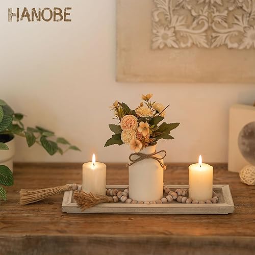 Hanobe Decoratif Bougeoir Plateau Bois: Petit Bougeoirs Plateaux Blanc Rustique Decor Centre de Table Mini Plateau Ferme Deco pour Bougies Décoration - Nail Gallerys