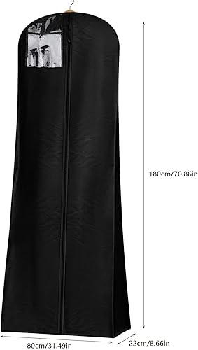 Housse de protection pour robe de mariée, 180 cm, respirante, étanche à la poussière, pour robes de mariée, robes de soirée ou manteaux longs (noir) - Nail Gallerys