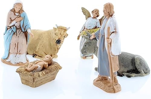 Moranduzzo Nativité 6 Figurines pour Crèche de 6,5 Cm Échelle 1:30 - Figurines de Crèche Indestructibles - Peinture Finition à la Main, Produit Officiel, Fabriqué en Italie, Sculpteur M. Landi - Nail Gallerys