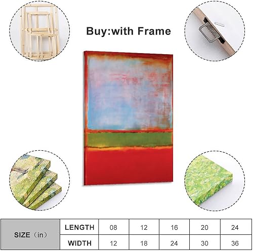 JAHER Art de peinture Mark Rothko - (Untitled - 99) affiches d'art sur toile et tableau mural moderne pour chambre à coucher familiale, 60 x 90 cm - Nail Gallerys