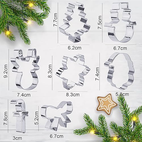 Faburo Lot de 7 Emporte-pièces de Noël en Acier Inoxydable Arbre de Noël Flocon de Neige et Autres Formes pour Décoration de Fondant Biscuit Cookie Pâtisserie - Nail Gallerys